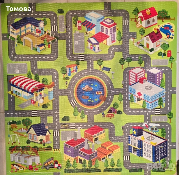 Градски улици Пъзел Килим за деца 31,5x31,5 см (9 части), снимка 1