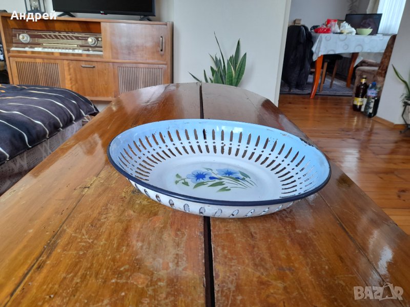 Стара емайлирана чиния,фруктиера #6, снимка 1
