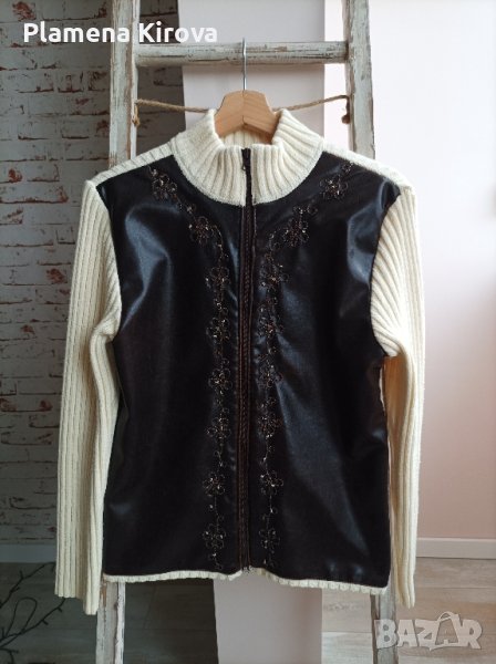Дизайнерска жилетка, 100% естествена кожа и памук , снимка 1