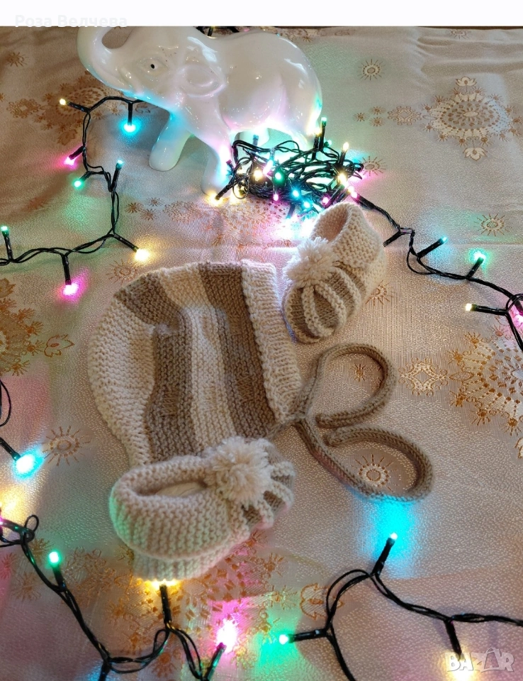 Ръчно плетен бебешки комплект, снимка 1