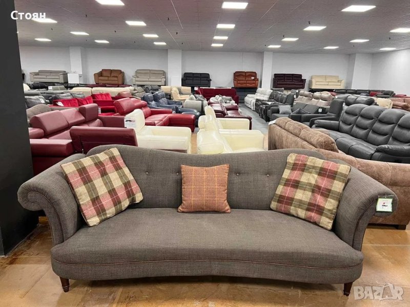 ПРОМОЦИЯ!!! Кафяво-зелен диван от плат четворка с възглавнички, снимка 1