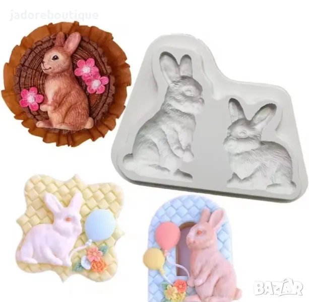 Силиконов молд Два заека, снимка 1