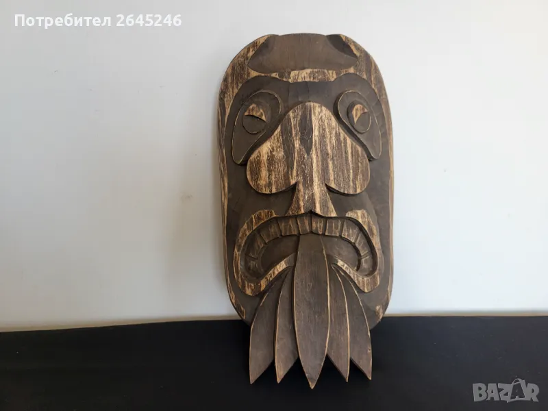 Ретро дървена маска за стена , снимка 1