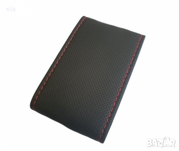 Калъф за волан от еко кожа, перфо кожа, М, 38см, за шиене с червен конец, снимка 1