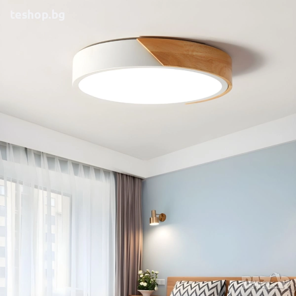 LED осветителна лампа за таван Macaroon с дървена рамка, снимка 1