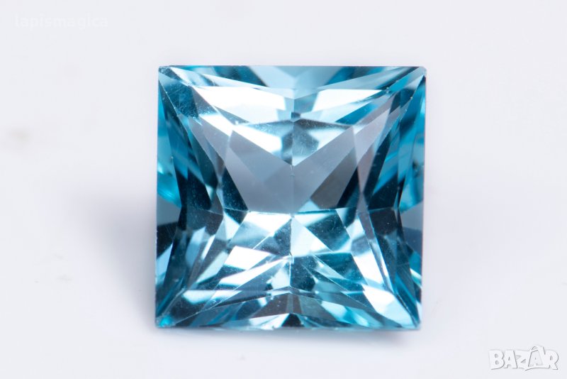 Син топаз 3.67ct 8.4mm принцеса шлифовка, снимка 1
