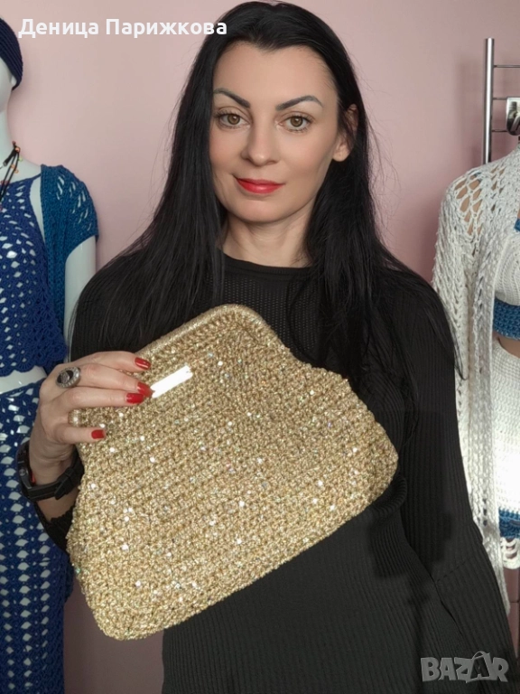 Ръчно плетена елегантна дамска чанта клъч модел „Аврора"“, снимка 1