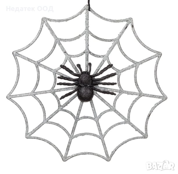 Декоративна паяжина с паяк, 26 см, снимка 1