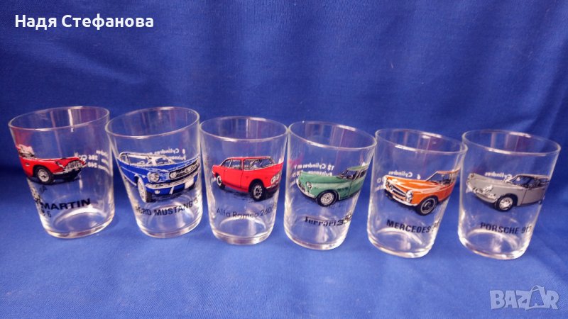 Стъклени чашки, колекция коли 6 бр комплект, снимка 1
