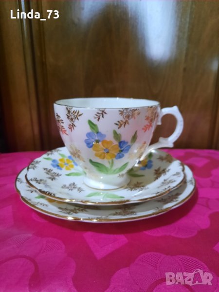 Троен сет за чай - "Royal Stuart"-кост.порцелан-210-220мл. Маркирани., снимка 1