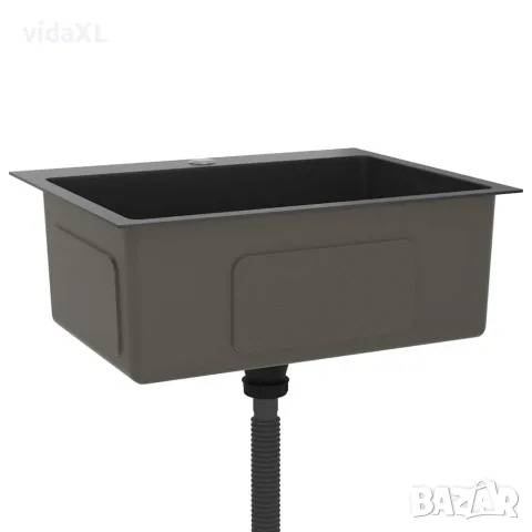 vidaXL Ръчно изработена кухненска мивка, черна, неръждаема стомана, снимка 4 - Мивки - 56147702