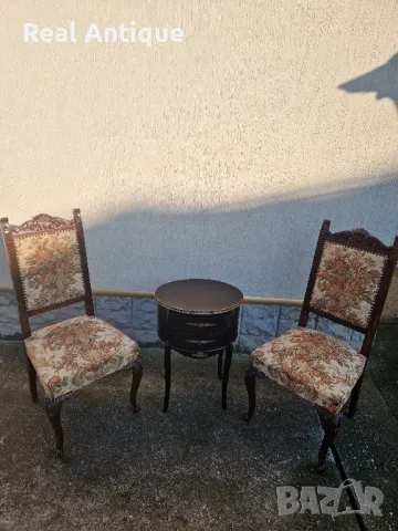 Чифт страхотни антикварни френски барокови столове , снимка 2 - Антикварни и старинни предмети - 48705586