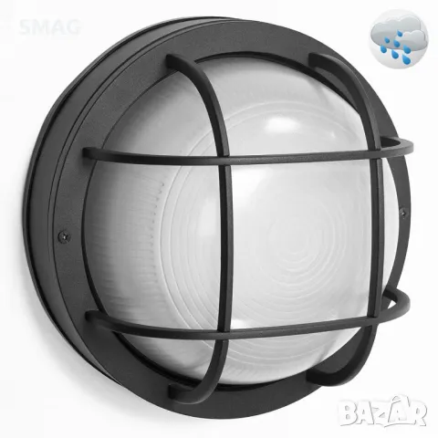 Външна стенна лампа кръгла черна Ø17x8см S_1240113