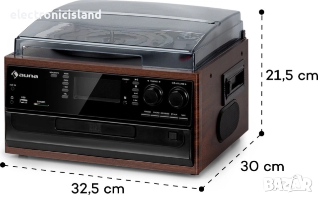 Ретро стил стерео система Oakland DAB, грамофон, касета, CD диск, FM радио, SD карта памет, блутут, снимка 4 - Аудиосистеми - 51814182