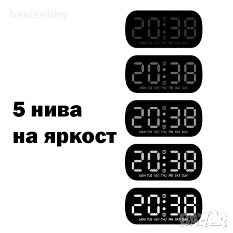 Настолен електронен часовник с термометър аларма календар постоянно светещ на ток за офис дома, снимка 2 - Други - 50877710