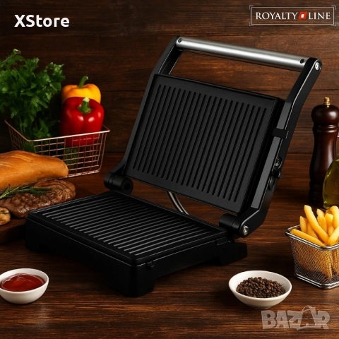 Тостер грил Royalty Line RL-PM1000 - Компактен грил и сандвич преса 2 в 1, снимка 4 - Тостери - 51628366
