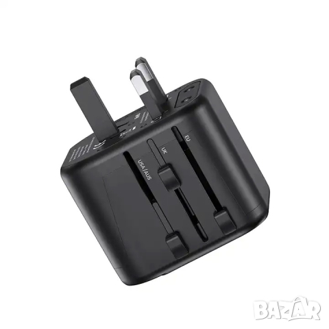 Универсален захранващ адаптер за пътуване US-CC173 T55 черен, снимка 4 - Оригинални зарядни - 44513754