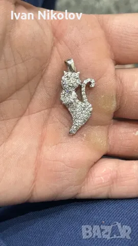 Сребърна висулка котка, снимка 1