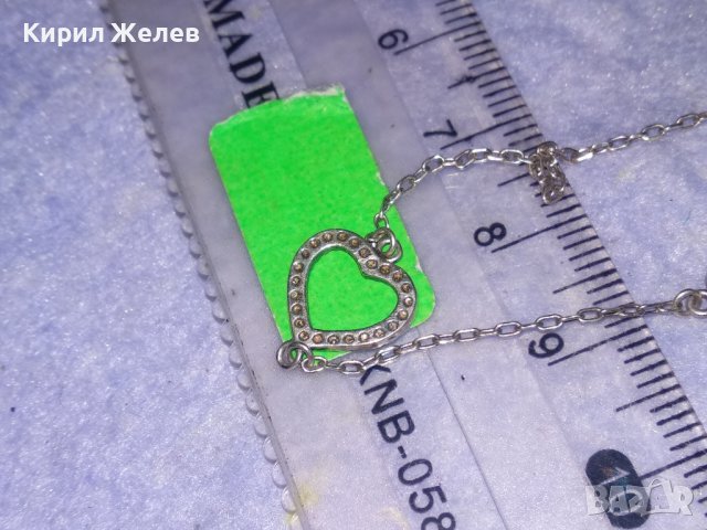 ФИНА СРЕБЪРНА СКЪПОЦЕННА ГРИВНИЧКА СРЕБРО 925 със СЪРЧИЦА и ФАСЕТИРАНИ ЦИРКОНИ 16888, снимка 15 - Гривни - 39379208