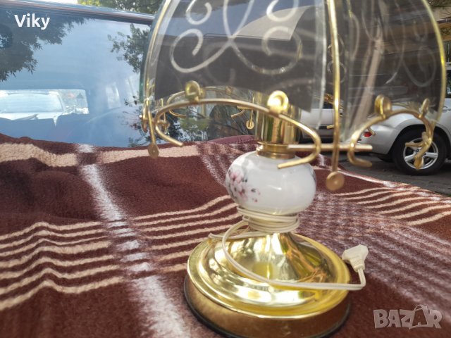 Порцеланови руски съветски нощни лампи с витраж трипозиционни уникат, снимка 11 - Колекции - 42299075