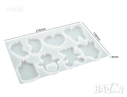 микс плоски бебешки крак зъб боди мече сърце шише биберон силиконов молд форма фондан смола висулки , снимка 2 - Форми - 41534370