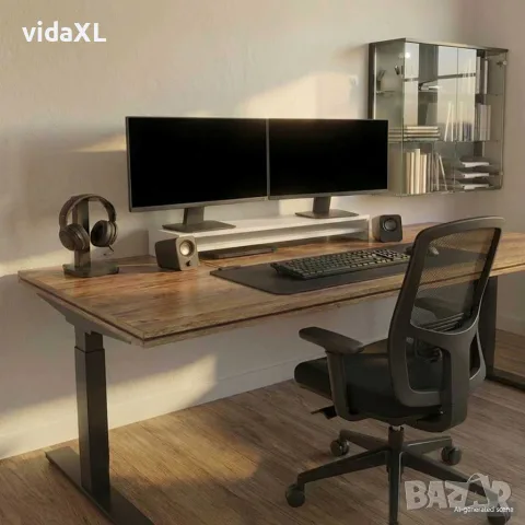 vidaXL Стойка за монитор, бяла, 100x24x13 см, инженерно дърво, снимка 2 - Стойки, 3D очила, аксесоари - 56147737
