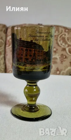 🍁Прекрасна винтидж чаша от  ръчно издухано стъкло  с мехурчета. Тежка и масивна

, снимка 2 - Чаши - 47948928