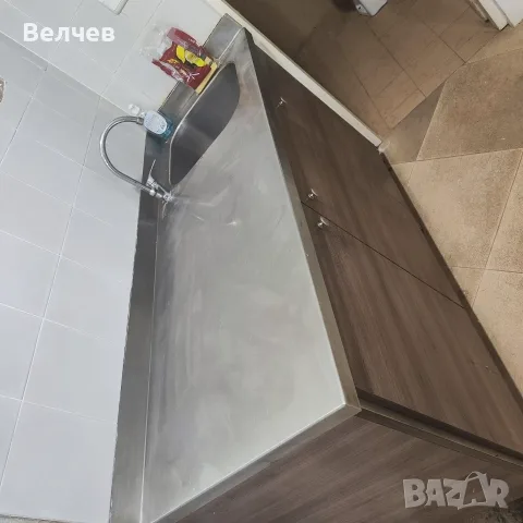 Кухненски шкаф с бордова мивка (инокс) професионален – 150х56х85 см, снимка 2 - Обзавеждане за заведение - 56212114