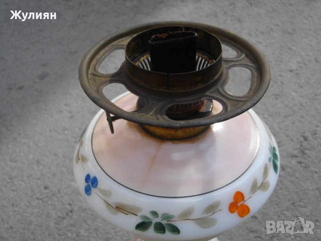  СТАРА РЪЧНО РИСУВАНА ГАЗЕНА ЛАМПА, снимка 12 - Антикварни и старинни предмети - 42203785