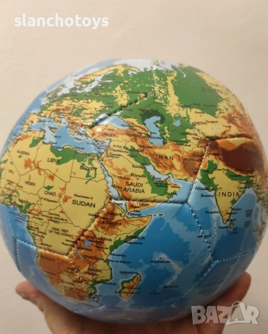 Футболна топка глобус, размер- 21,5см, снимка 4 - Футбол - 52376314