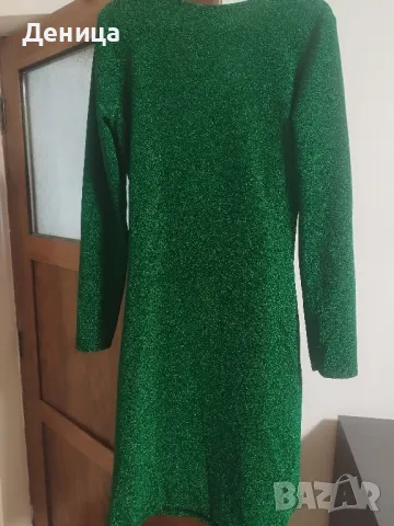 Нова тъмно зелена рокля Универсален размер до 110гръдна внос Италия , снимка 3 - Рокли - 49392615