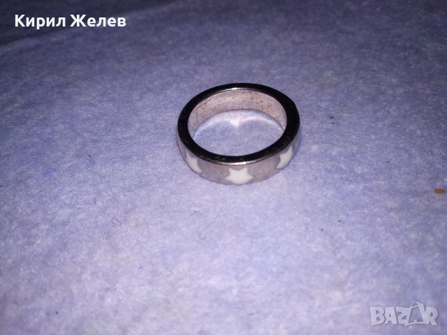 КРАСИВ СТИЛЕН НИКЕЛИРАН МЕДЕН АРТ ПРЪСТЕН с ЕМАЙЛИРАНИ ЗВЕЗДИЧКИ 38639, снимка 6 - Пръстени - 41649085