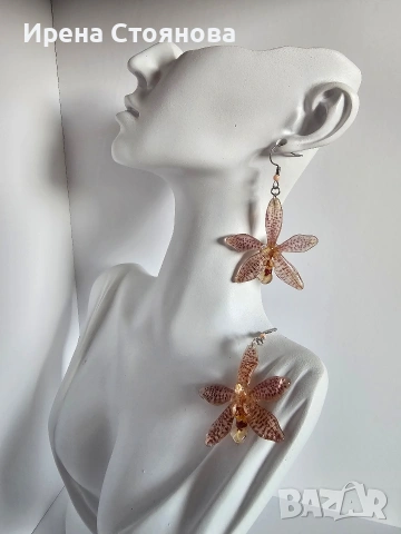 🕷🕸Нежно паяче🕷🕸 Елегантни обеци, вдъхновени от екзотичната орхидея паяк 