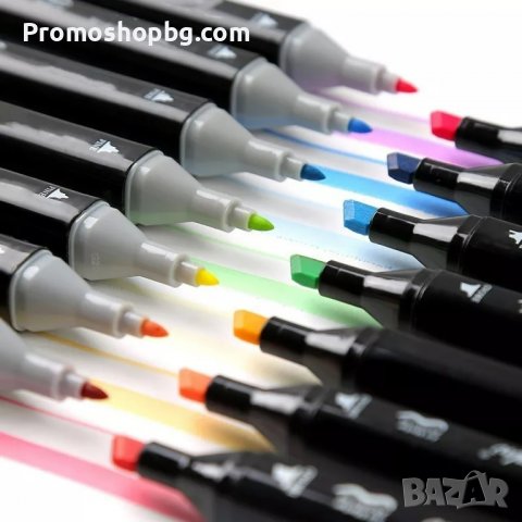 Двустранни маркери 40 бр. + компактна чантичка за съхранение, снимка 3 - Ученически пособия, канцеларски материали - 38604173