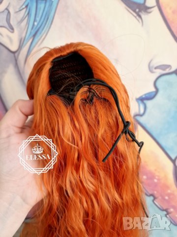 Супер Опашка с МАКСИ Обем Цвят Оранжев / Тициан Стил Плажни Вълни Захващане със Стопер КОД С823, снимка 4 - Аксесоари за коса - 42141260