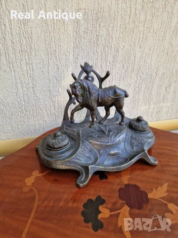Уникална много красива антикварна бронзова мастилница , снимка 5 - Антикварни и старинни предмети - 48029560