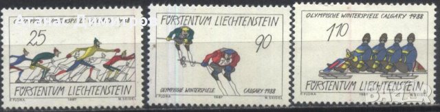 Чисти марки Олимпийски Игри Калгари 1988 от Лихтенщайн 1987