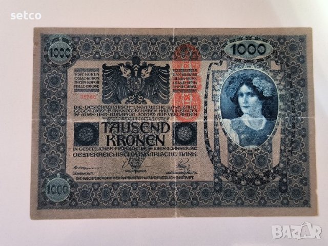 1000 крони 1902 година Австрия печат Deutschostereich  г30, снимка 2 - Нумизматика и бонистика - 42560841