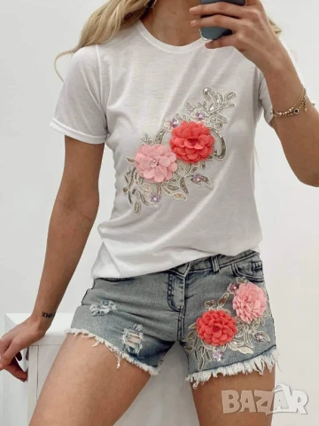 Дамски комплект Блуза и дънкови панталонки на едро, снимка 3 - Комплекти - 51148920