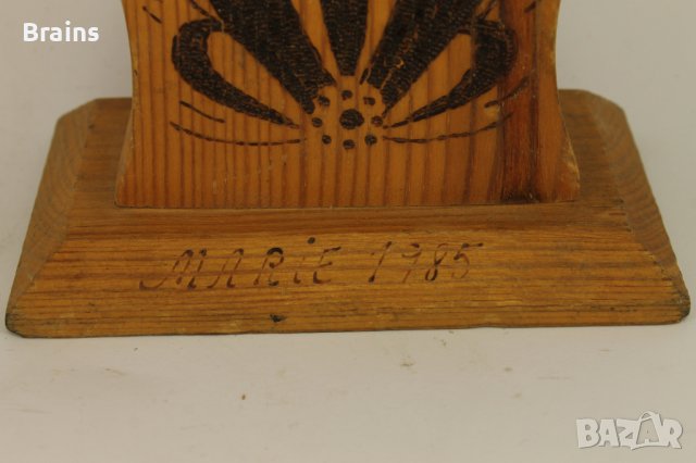 Стар Немски Часовник MERCEDES Дървена Пирографирана Основа, снимка 7 - Антикварни и старинни предмети - 39410666