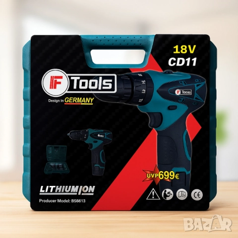 Акумулаторен винтоверт и ударна бормашина IF Tools CD11 – комплект с 2 батерии и куфар, снимка 6 - Винтоверти - 51851947