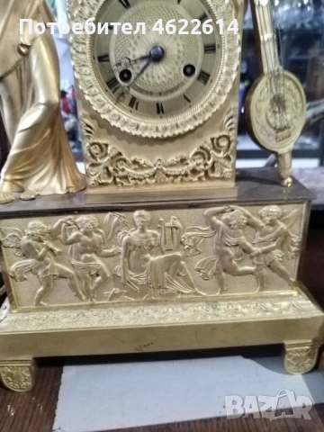 СТАР ФРЕНСКИ ЧАСОВНИК ПОЗЛАТЕН , снимка 3 - Антикварни и старинни предмети - 53629130