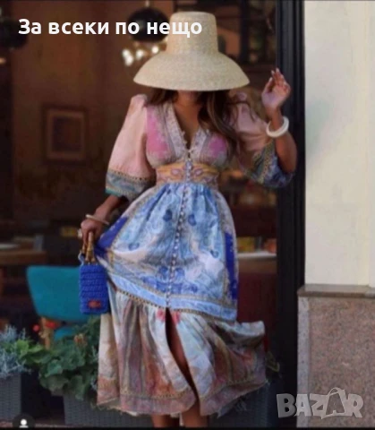 Дамска Дълга Ефирна Рокля Код A660, снимка 3 - Рокли - 50634160