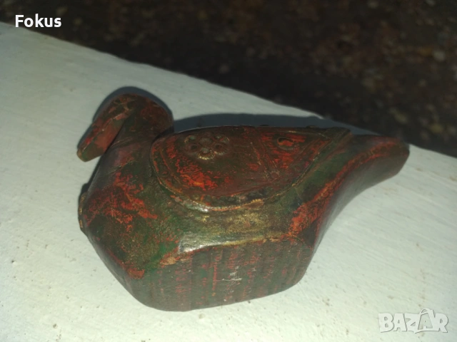 ПАТКА ПТИЦА ЮРДЕЧКА ДЪРВО МЕСИНГ ФИГУРА СТАТУЕТКА, снимка 4 - Антикварни и старинни предмети - 53517094