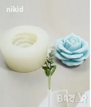 3D Роза напластена силиконов молд форма фондан шоколад смола свещ гипс декор