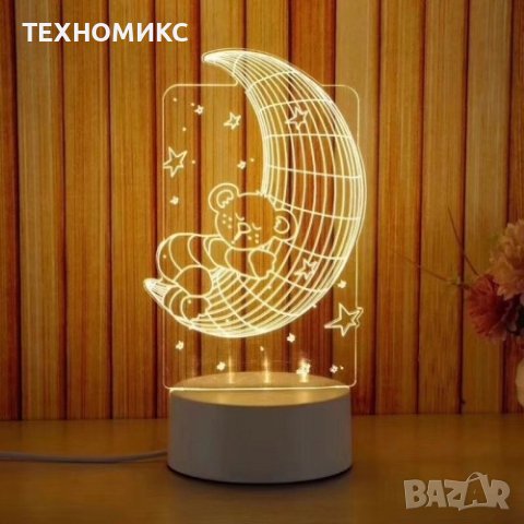 Холограмна 3D LED нощна лампа

, снимка 3 - Лед осветление - 41375506