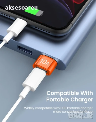 Мини висококачествен преходник 10 A от USB Type C към USB 3.0 A адаптер конвертор Конектор Macbook , снимка 15 - Кабели и адаптери - 50523068