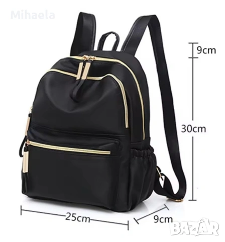 🎒 Стилна черна раница с златни ципове – нова, снимка 2 - Раници - 53413352