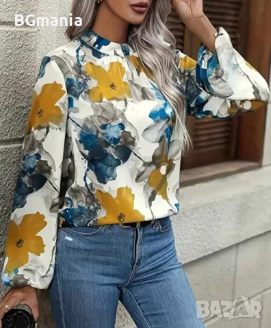 Страхотна блуза с дълъг ръкав в есенни цветове размер Л, снимка 2 - Блузи с дълъг ръкав и пуловери - 47358460