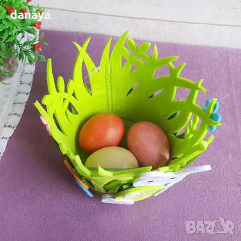 2735 Великденски панер за яйца Зайче в градинка, снимка 3 - Декорация за дома - 35902456